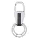 Alloy Metal Car Double Loop Waist Hanging Keeper Key Ring Steel Color