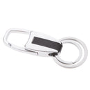 Alloy Metal Car Double Loop Waist Hanging Keeper Key Ring Steel Color