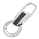 Alloy Metal Car Double Loop Waist Hanging Keeper Key Ring Steel Color