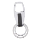 Alloy Metal Car Double Loop Waist Hanging Keeper Key Ring Steel Color
