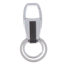 Alloy Metal Car Double Loop Waist Hanging Keeper Key Ring Steel Color