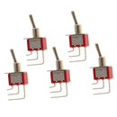 5pcs Red On/On Mini Toggle Switch 3 PIN SPDT Right Angle Length 39mm