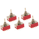 On/Off/On Small Mini Toggle Switch 12 PIN Model 4PDT Red Pack of 5
