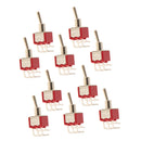10 x On/On Positively Curved Small Mini Toggle Switch Round Handle 6 Pin Red
