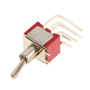 10 x On/On Side Bend Small Mini Toggle Switch Round Handle 6 Pin Red
