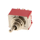 On/On Small Mini Toggle Switch 9 PIN Model 3PDT Red Pack of 10