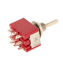 10 x On/Off/On Small Mini Toggle Switch Round Handle 9 Pin Red 3PDT