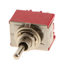 10 x On/Off/On Small Mini Toggle Switch Round Handle 9 Pin Red 3PDT