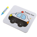 2 in 1 Water Doodle Drawing Cardboard w/Water Pen Jigsaw Puzzles Police Car