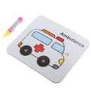 2 in 1 Water Doodle Drawing Cardboard w/Water Pen Jigsaw Puzzles Ambulance