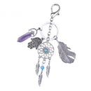 Fashion Dreamcatcher & Amethyst Point Chakra Gemstone Pendant Key Ring Chain