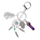 Fashion Dreamcatcher & Amethyst Point Chakra Gemstone Pendant Key Ring Chain