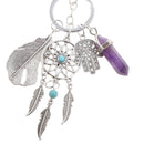 Fashion Dreamcatcher & Amethyst Point Chakra Gemstone Pendant Key Ring Chain