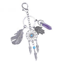 Fashion Dreamcatcher & Amethyst Point Chakra Gemstone Pendant Key Ring Chain