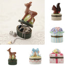 Delicate Painted Ceramics Rib Jewelry Box Storage Girl Gift-Deer