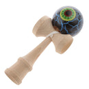 Eye Shape Crackle Paint Wooden Kendama Kids Skill Ball Game Toy Black&Blue