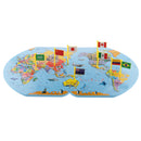 Wooden World Map and 36 Flags Matching Puzzle Wall Map Geography Kids Educational Toy