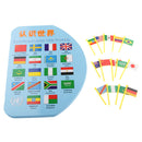 Wooden World Map and 36 Flags Matching Puzzle Wall Map Geography Kids Educational Toy