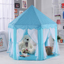 Portable Blue Play Tent Kids Girls Princess Castle Fairy Netting Castle Hexagon House