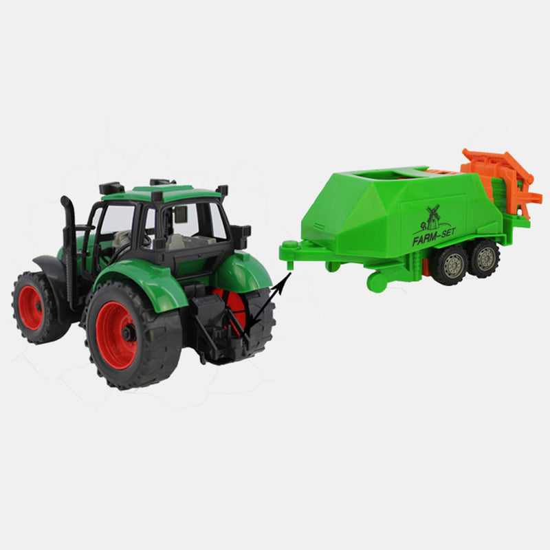 1/30 Farm Tractor Trailer Vehicle Metal Diecast Cars Toy Boys Playset Gift-F