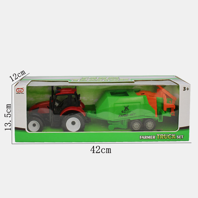 1/30 Farm Tractor Trailer Vehicle Metal Diecast Cars Toy Boys Playset Gift-E