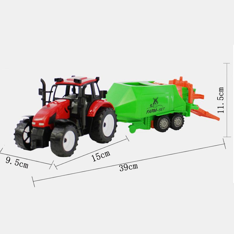 1/30 Farm Tractor Trailer Vehicle Metal Diecast Cars Toy Boys Playset Gift-E