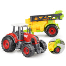 Farm Model Vehicle Alloy Tractor Truck Toy Die Cast Sprayer Trailer Kids Red