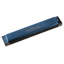 24 Hole Polyphony Harmonica, C w/ Case, Professional Harmonica Titanium Blue