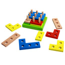 Intelligence Geometry Assembly Wooden Building Blocks Kids Intelligence Exercising Toy Puzzle Gifts