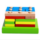Intelligence Geometry Assembly Wooden Building Blocks Kids Intelligence Exercising Toy Puzzle Gifts