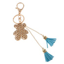 Tassel Bear Charm Pendant Crystal Purse Bag Car Phone Key Chain Ring Keychain Keyring Blue