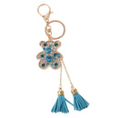 Tassel Bear Charm Pendant Crystal Purse Bag Car Phone Key Chain Ring Keychain Keyring Blue