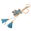 Tassel Bear Charm Pendant Crystal Purse Bag Car Phone Key Chain Ring Keychain Keyring Blue