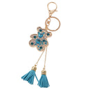 Tassel Bear Charm Pendant Crystal Purse Bag Car Phone Key Chain Ring Keychain Keyring Blue