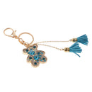 Tassel Bear Charm Pendant Crystal Purse Bag Car Phone Key Chain Ring Keychain Keyring Blue