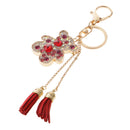 Hot Tassel Bear Charm Pendant Crystal Purse Bag Car Phone Key Chain Ring Keychain Keyring Red