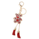 Hot Tassel Bear Charm Pendant Crystal Purse Bag Car Phone Key Chain Ring Keychain Keyring Red