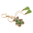 Tassel Bear Charm Pendant Crystal Purse Bag Car Phone Key Chain Ring Keychain Keyring Green