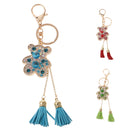 Tassel Bear Charm Pendant Crystal Purse Bag Car Phone Key Chain Ring Keychain Keyring Green