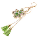 Tassel Bear Charm Pendant Crystal Purse Bag Car Phone Key Chain Ring Keychain Keyring Green