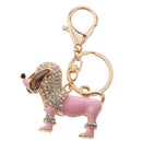 Purse Handbag Car Chain Gift Poodle Dog Keychain Keyring Charm Crystal Pendant Pink