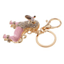 Purse Handbag Car Chain Gift Poodle Dog Keychain Keyring Charm Crystal Pendant Pink