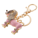 Purse Handbag Car Chain Gift Poodle Dog Keychain Keyring Charm Crystal Pendant Pink