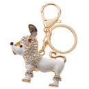 Purse Handbag Car Chain Gift Poodle Dog Keychain Keyring Charm Crystal Pendant White