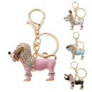Purse Handbag Car Chain Gift Poodle Dog Keychain Keyring Charm Crystal Pendant White