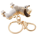 Purse Handbag Car Chain Gift Poodle Dog Keychain Keyring Charm Crystal Pendant White