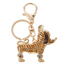 Purse Handbag Car Chain Gift Poodle Dog Keychain Keyring Charm Crystal Pendant White