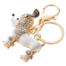 Purse Handbag Car Chain Gift Poodle Dog Keychain Keyring Charm Crystal Pendant White