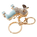 Purse Handbag Car Chain Gift Poodle Dog Keychain Keyring Charm Crystal Pendant Blue