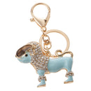 Purse Handbag Car Chain Gift Poodle Dog Keychain Keyring Charm Crystal Pendant Blue